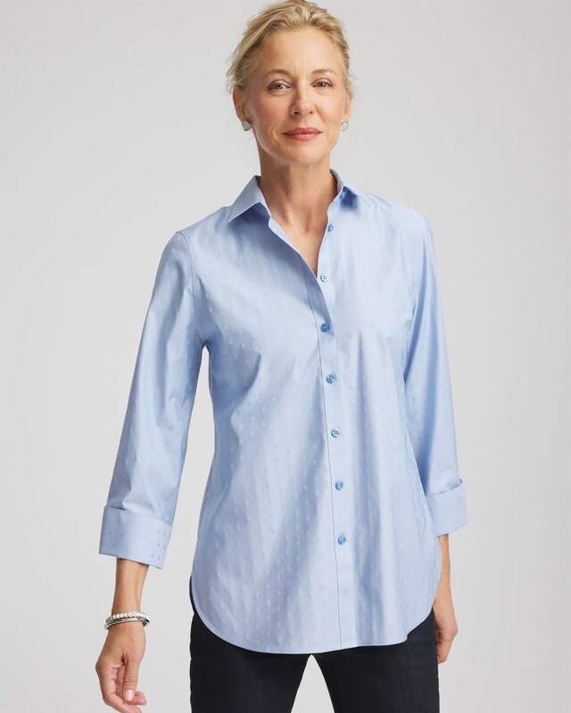 No Iron Striped Jacquard Sateen Shirt - image 1